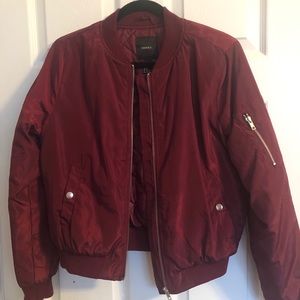 Forever 21 burgundy bomber jacket